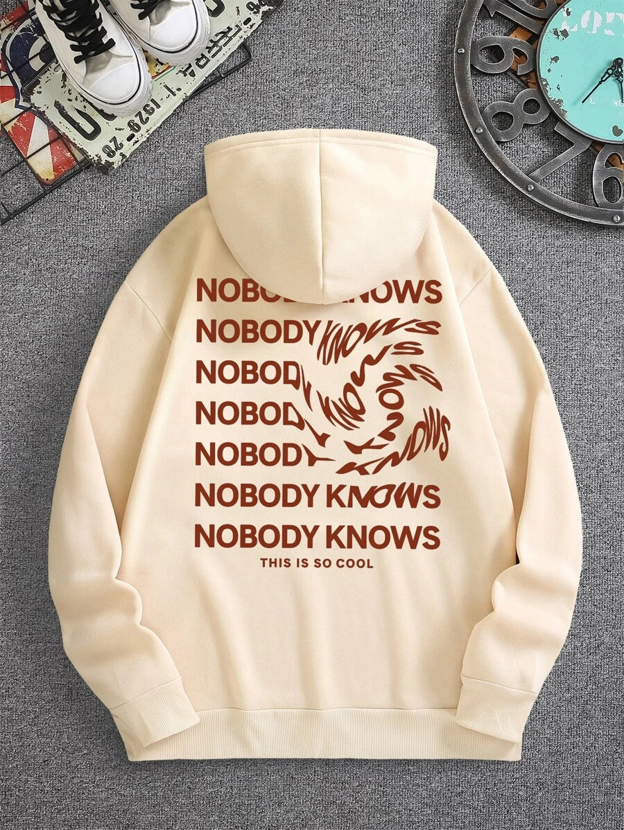 moletom canguru com estampa nobody knows
