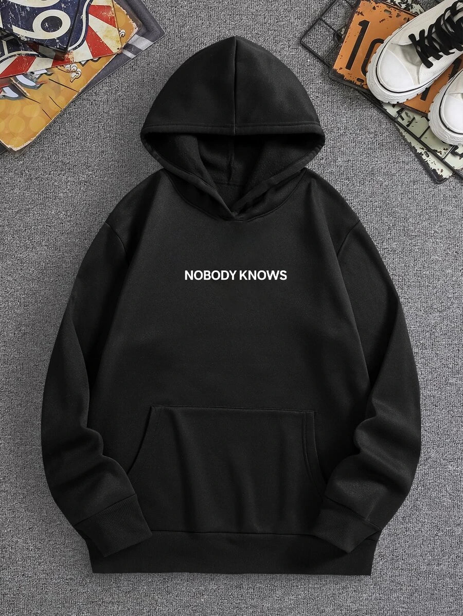 moletom canguru com estampa nobody knows