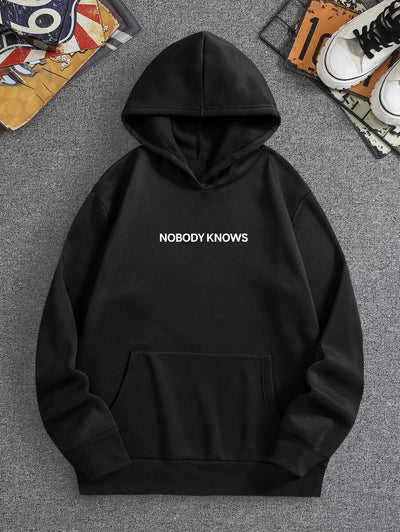 moletom canguru com estampa nobody knows