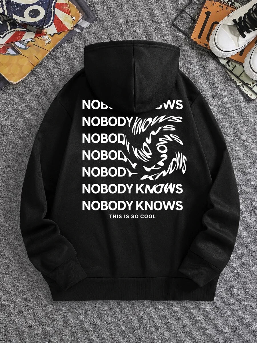 moletom canguru com estampa nobody knows