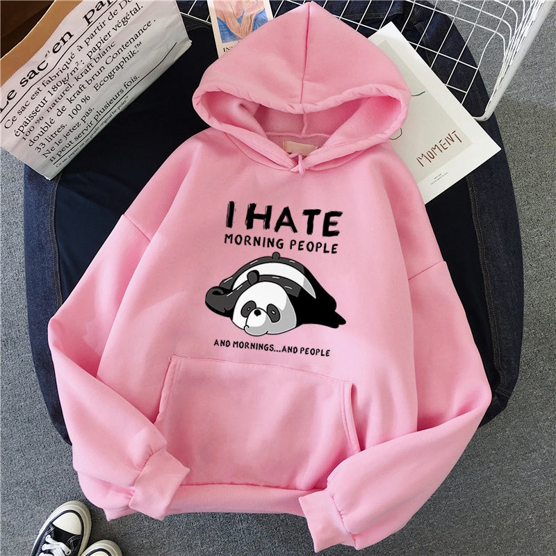 moletom canguru com estampa panda preguiçoso - rosa-bebê