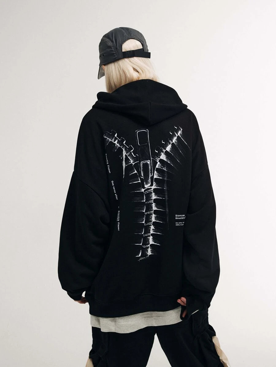 Blusa Moletom Skull Ziper  - preto