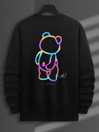 Moletom canguru com estampa ursinho neon