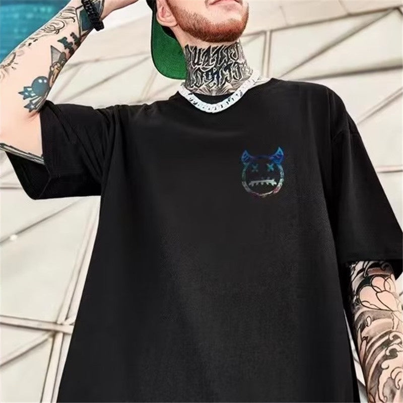 Camiseta Básica Com Estampa Rosto Demonio