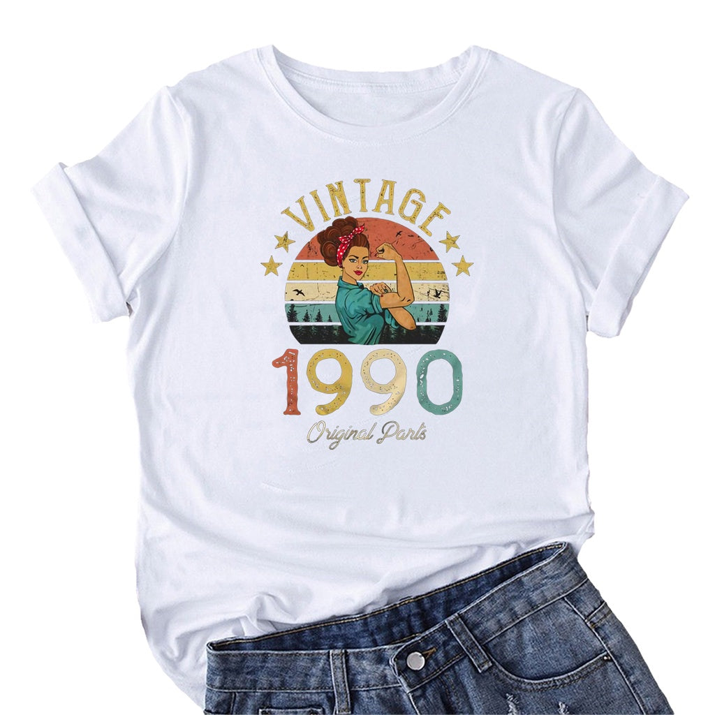 Camiseta Básica Algodão Vintage 1990 - branco