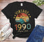 Camiseta Básica Algodão Vintage 1990 - preto
