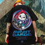 CAmiseta Básica Com Estampa Panda Skate Segurando Bandeira - Preto
