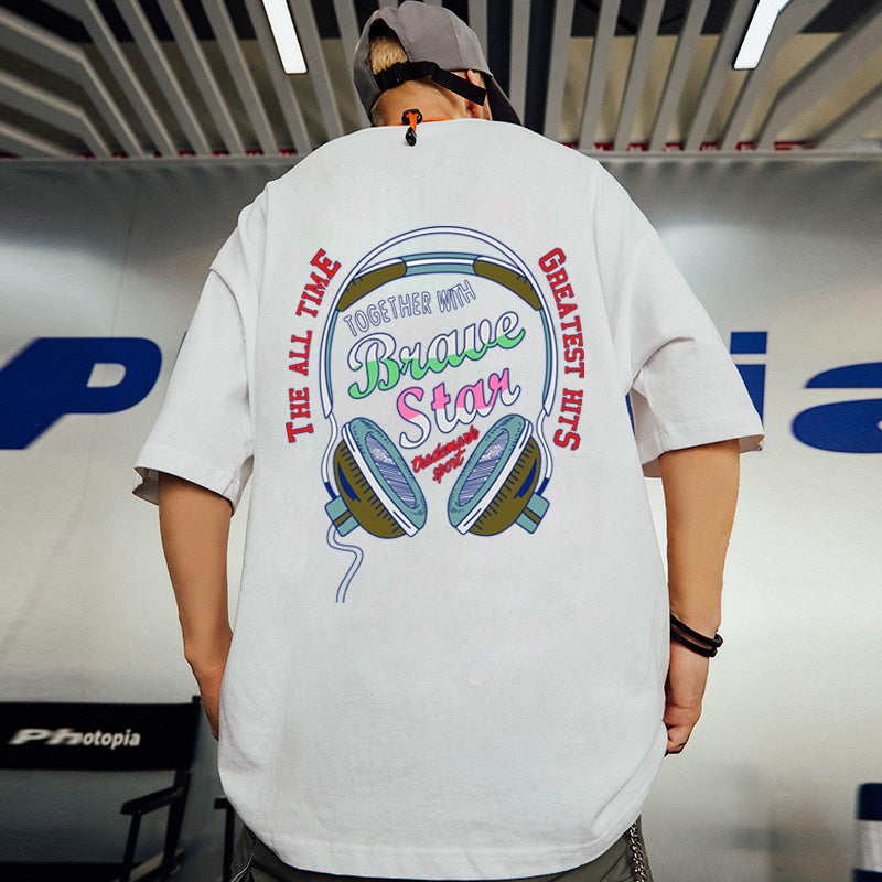 Camiseta Básica Com Estampa Fone De ouvido