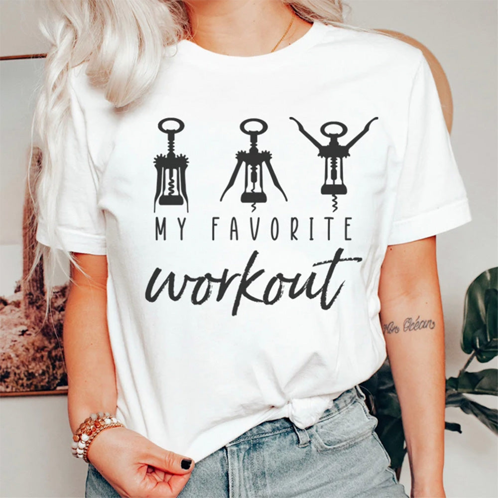 Camiseta Básica Feminina Com Estampa Exercício Favorito
