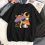 Camiseta Básica Cogumelos Borboleta Sapo e Luar Preto