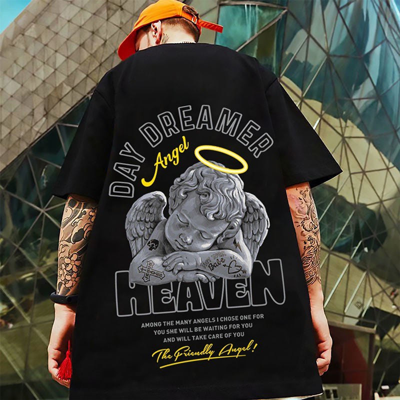 Camiseta básica Com Estampa Estatua Anjo Dormindo