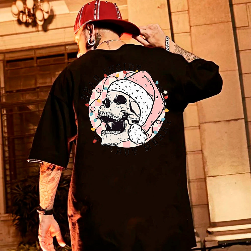 Camiseta Básica Unissex com Estampa Esqueleto Noel