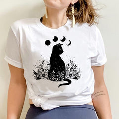 Camiseta Básica Gato e Fases da Lua