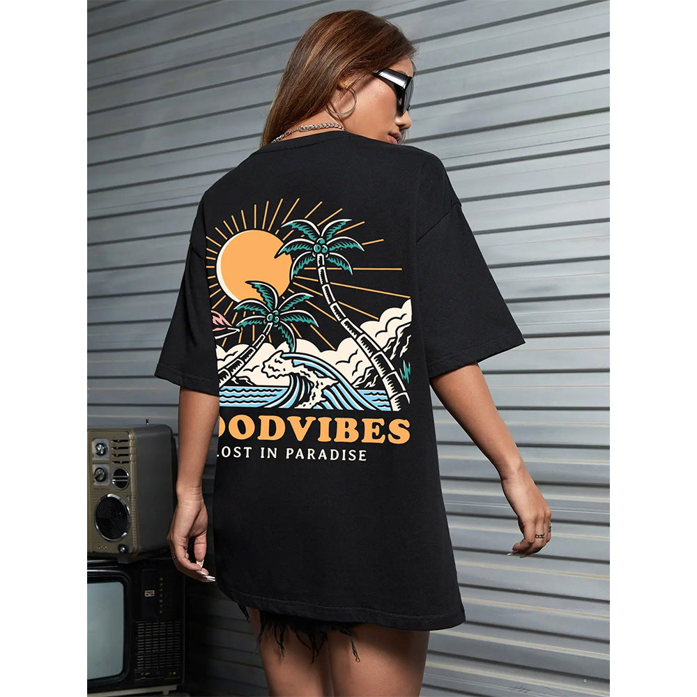 Camiseta Básica Unissex Com Estampa Ondas Da Praia