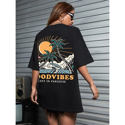 Camiseta Básica Unissex Com Estampa Ondas Da Praia