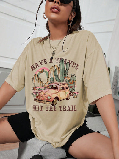 Camiseta Básica Com Estampa Carro Deserto Fusca