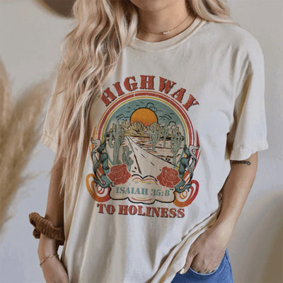 Camiseta Básica Feminina Com Estampa Deserto SOl