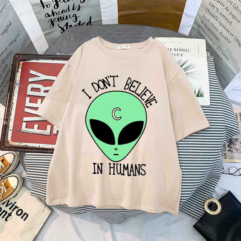 Camiseta básica com estampa Alien verde - Perola