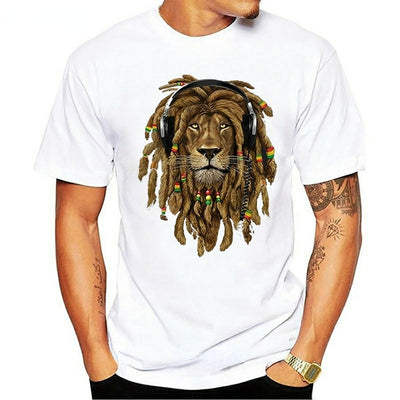 Camiseta básica com estampa leão hippy