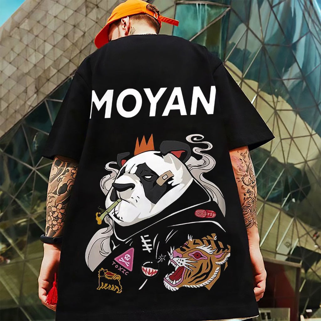Camiseta Básica Moyan King Panda - Preto