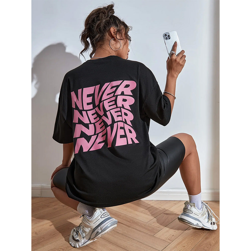 CAmiseta Básica Unissex Com Estampa Never Nunca