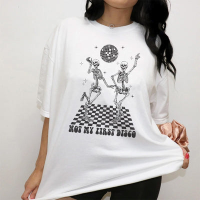 Camiseta Básica Feminina Com Estampa Dança Dos Esqueletos
