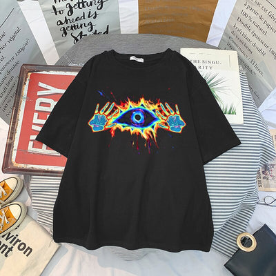 Camiseta Básica Olho Psicodélico Aestethic - Preto