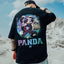 Camiseta básica com estampa panda mecanico - Preto