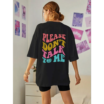 Camiseta Básica Feminina Com Estampa Frase Não Fale comigo