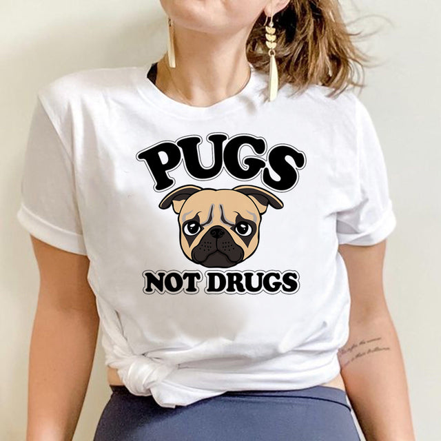 Camiseta básica com estampa Pugs cachorro 