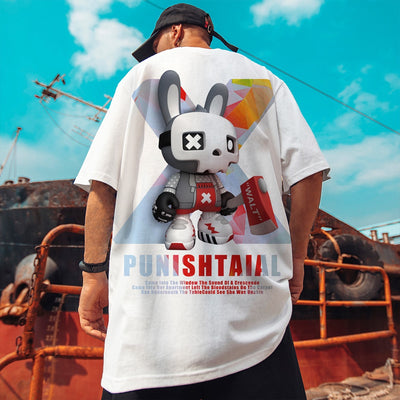 Camiseta Básica Com Estampa Coelho Segurando Machado