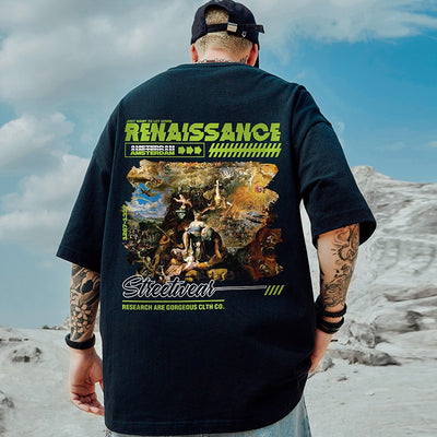 Camiseta Básica Com Estampa Renaissance Arte e Estilo Street- Preto