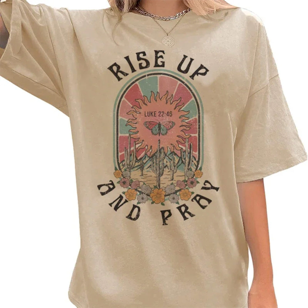 Camiseta Básica Feminina Com Estampa Borboleta Deserto