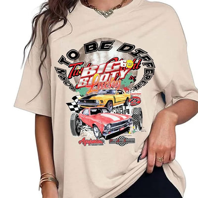 Camiseta Básica Feminina Com Estampa Carro De Corrida