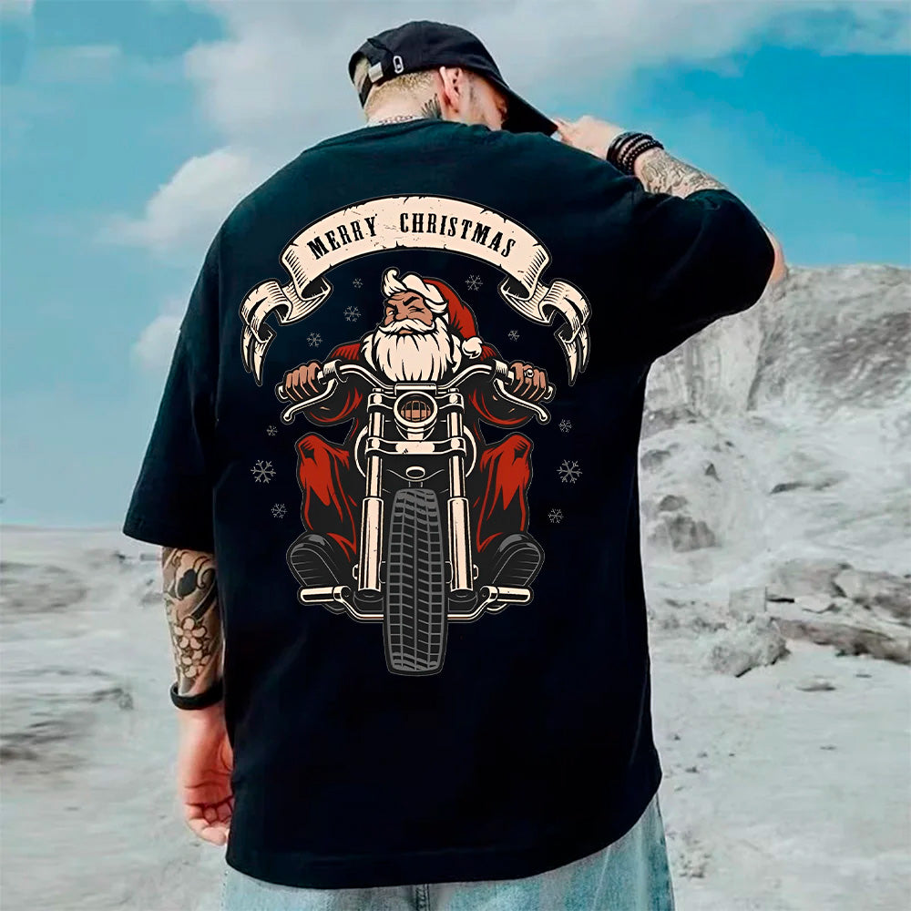 Camiseta Básica Unissex Com Estampa Papai Noel Motqueiro