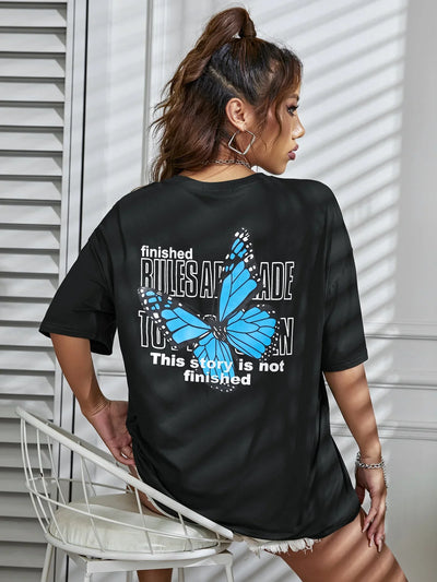Camiseta Básica Femina Story not Finished Butterfly Preto