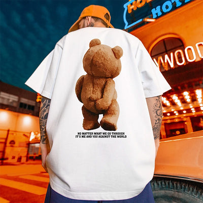camiseta básica branca com estampa ursinho engraçado - Branco
