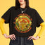 Camiseta Básica Com Estampa Mundo De Cogumelo- preto 