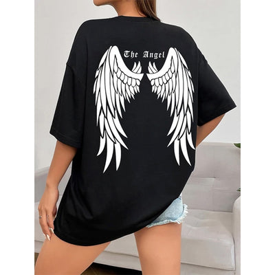 Camiseta Básica Unissex COm Estampa Asas De Anjo