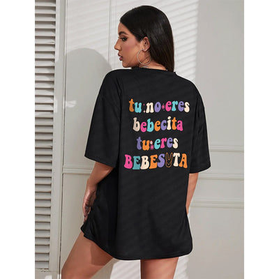 Camiseta Básica Feminina Com Estampa Frase Espanhol