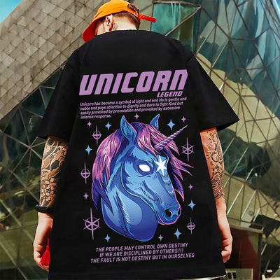 Camiseta Básica Com Estampa Unicornio Azul