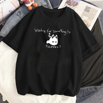 Camiseta básica com estampa gatinho dormindo