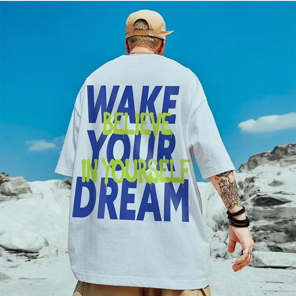 camiseta básica com estampa acredite em você