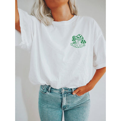 Camiseta Básica feminina Com Estampa Cogumelo Planta