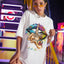 Camiseta Feminina com Estampa Boca Colorida
