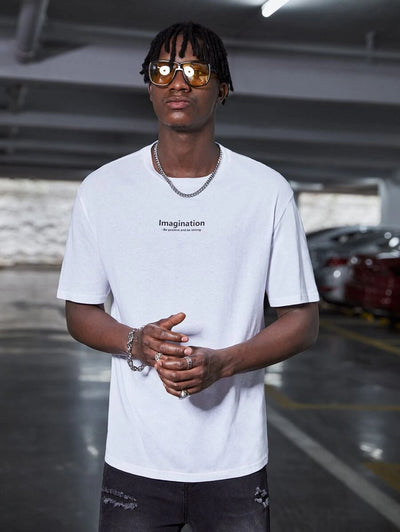 camiseta masculina com estampa imagination
