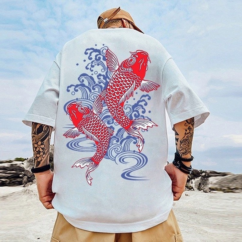 Camiseta Básica Com Estampa Peixe Carpa