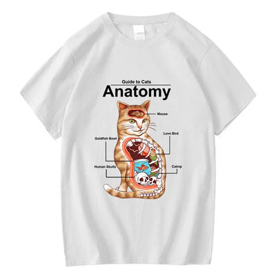 camiseta básica com estampa anatomia do gato