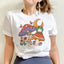 Camiseta Básica Cogumelos Borboleta Sapo e Luar Branco
