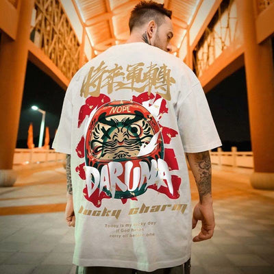 Camiseta Básica Com Estampa Daruma Cultura Japonesas